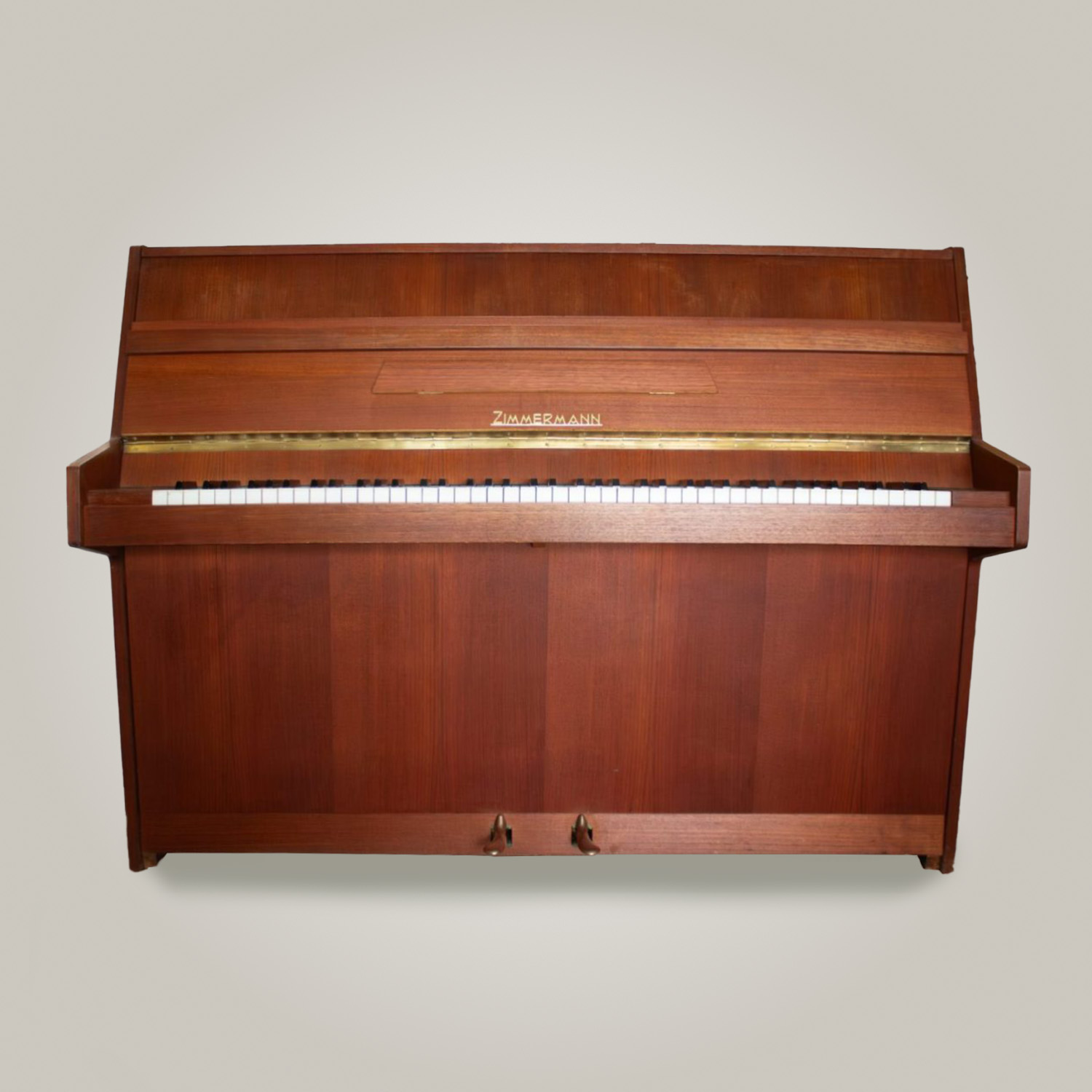 Zimmermann-droit-DPpianos-occasion-étude Zimmermann droit en bois de DPpianos vue de face d' occasion piano d'étude